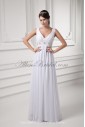 Chiffon V-Neckline Empire Floor Length Crystals Wedding Dress