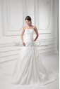 Satin Straps Ball Gown Chapel Train Embroidered Wedding Dress