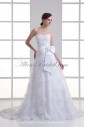 Organza Sweetheart Neckline A-line Sweep train Embroidered and Bow Wedding Dress