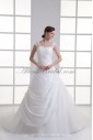 Taffeta Straps Ball Gown Sweep Train Embroidered Wedding Dress