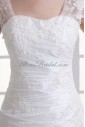Taffeta Strapless Neckline A-line Floor Length Hamd-made Flowers Wedding Dress