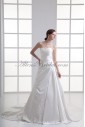 Satin Strapless A-line Chapel Train Ruched Wedding Dress
