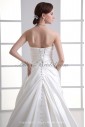 Satin Strapless Neckline A-line Sweep Train Embroidered Wedding Dress
