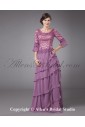 Chiffon and Lace Scoop Neckline Floor Length A-line Mother Of The Bride Dress