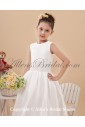 Satin and Tulle Bateau Neckline Ankle-Length Ball Gown Flower Girl Dress with Embroidered