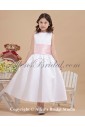 Satin Jewel Neckline Ankle-Length Ball Gown Flower Girl Dress with Bow