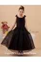 Satin and Organza Scoop Neckline Ankle-Length A-line Flower Girl Dress