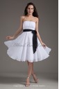 Chiffon Strapless Knee Length A-Line Cocktail Dress with Sash