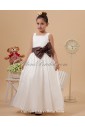 Taffeta Square Neckline Ankle-Length Ball Gown Flower Girl Dress with Bow