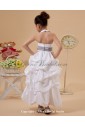 Taffeta Halter Neckline Ankle-Length A-Line Flower Girl Dress with 