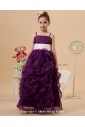 Satin Organza Straps Neckline Ankle-Length Ball Gown Flower Girl Dress with Ruffle