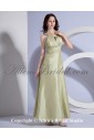 Taffeta Halter Neckline Ankle-Length A-Line Bridesmaid Dress with Pleat
