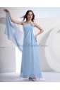 Satin and Chiffon Strapless Ankle-Length Column Bridesmaid Dress with Flower
