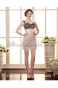 Satin and Lace One-Shoulder Short Sheath Cocktail Dress with Embroidered