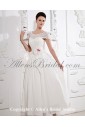 Satin and Lace Scoop Neckline Ankle-Length A-Line Wedding Dress