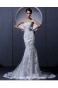 Tulle Strapless Court Train Mermaid Wedding Dress with Embroidered Beading
