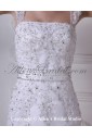 Satin and Lace Shoulder Straps Neckline Sweep Train Mermaid Wedding Dress