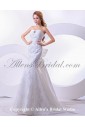 Satin and Lace Sweetheart Chapel Train Mermaid Wedding Dress with Bow