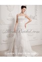 Satin and Lace Strapless Court Train A-line Wedding Dress