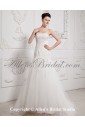 Tulle Strapless Neckline Sweep Train A-line Wedding Dress with Embroidered