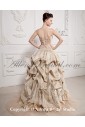 Organza and Satin Sweetheart Sweep Train Ball Gown Wedding Dress with Beaded and Ruffle