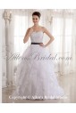 Organza Strapless Neckline Sweep Train Ball Gown Wedding Dress with Beading and Sash