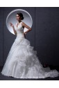 Organza V-Neck Court Train A-line Wedding Dress