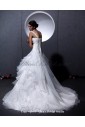 Organza V-Neck Court Train A-line Wedding Dress