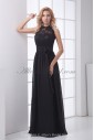 Chiffon Jewel Neckline Column Floor Length Sash Prom Dress