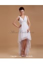 Satin V-Neck Asymmetrical Column Wedding Dress with Sequins