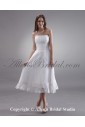 Chiffon Strapless Tea-Length A-line Wedding Dress with Embroidered