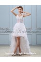 Tulle V-Neck Asymmetrical A-line Wedding Dress with Embroidered