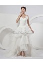 Organza One-Shoulder Asymmetrical A-line Wedding Dress with Ruffle and Flower
