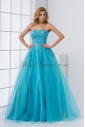 Tulle and Satin Strapless A-line Floor Length Sequins and Sequins Prom Dress