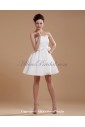 Satin Strapless Short A-line Wedding Dress with Embroidered 
