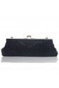 Satin Surface Black Bead Evening Handbag H-0733