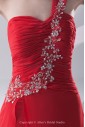 Chiffon One-shoulder Neckline A-line Sweep Train Embroidered Prom Dress