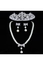 Gorgeous Rhinestones and Pearls with Alloy Plated Wedding Jewelry Set,Including Earrings,Necklace and Tiara