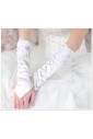 Satin Fingerless Elbow Length With Flowers Bridal Gloves