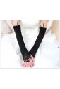 Black Fingerless Length Wedding Gloves with Bead