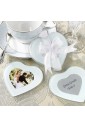 Baby Blue Damask Print Heart Photo Coasters