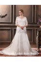 Elegant Lace Embroidered V-Neck Beading Plus Size Wedding Dress
