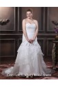 Sweetheart Chapel Train Organza Beading Pleat Plus Size Wedding Dress