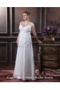 V-Neck Elegant Chiffon Satin Floor-length Plus Size Wedding Dress