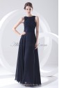 Chiffon Bateau Neckline A-Line Floor Length Sequins Prom Dress