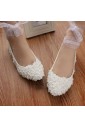 Cheap Comfortable Wedding Bridal Shoes with Pearl and Small Flower