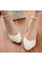 Best Lace Bridal Wedding Shoes with Flower and Pearl