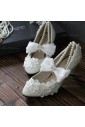 Summer Cheap Lace Bridal Wedding Shoes with Bowknot Pearl Rhinestone