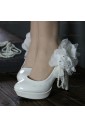 Fall Discount White Wedding Bridal Shoes with Pearl and Flower