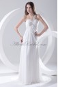 Chiffon One-Shoulder Neckline Column Floor-Length Embroidered Prom Dress